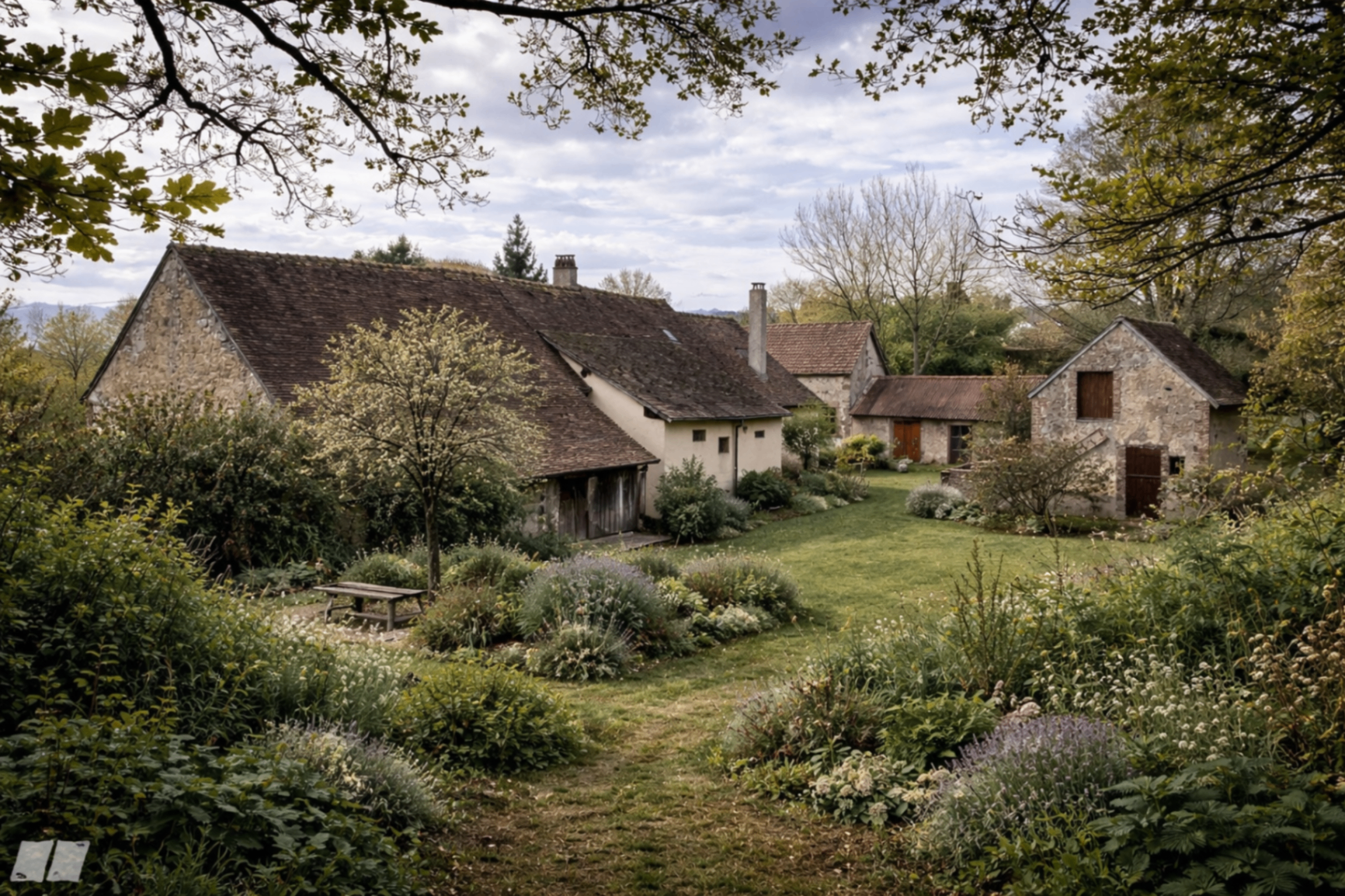 Le hameau du Clos Brumel — maisons de pierre et jardin sauvage